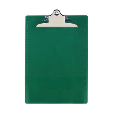 Saunders Mfg. Co. Saunders, Recycled Plastic Clipboard With Ruler Edge, 1in Clip Cap, 8 1/2 X 12 Sheet, Green 21604